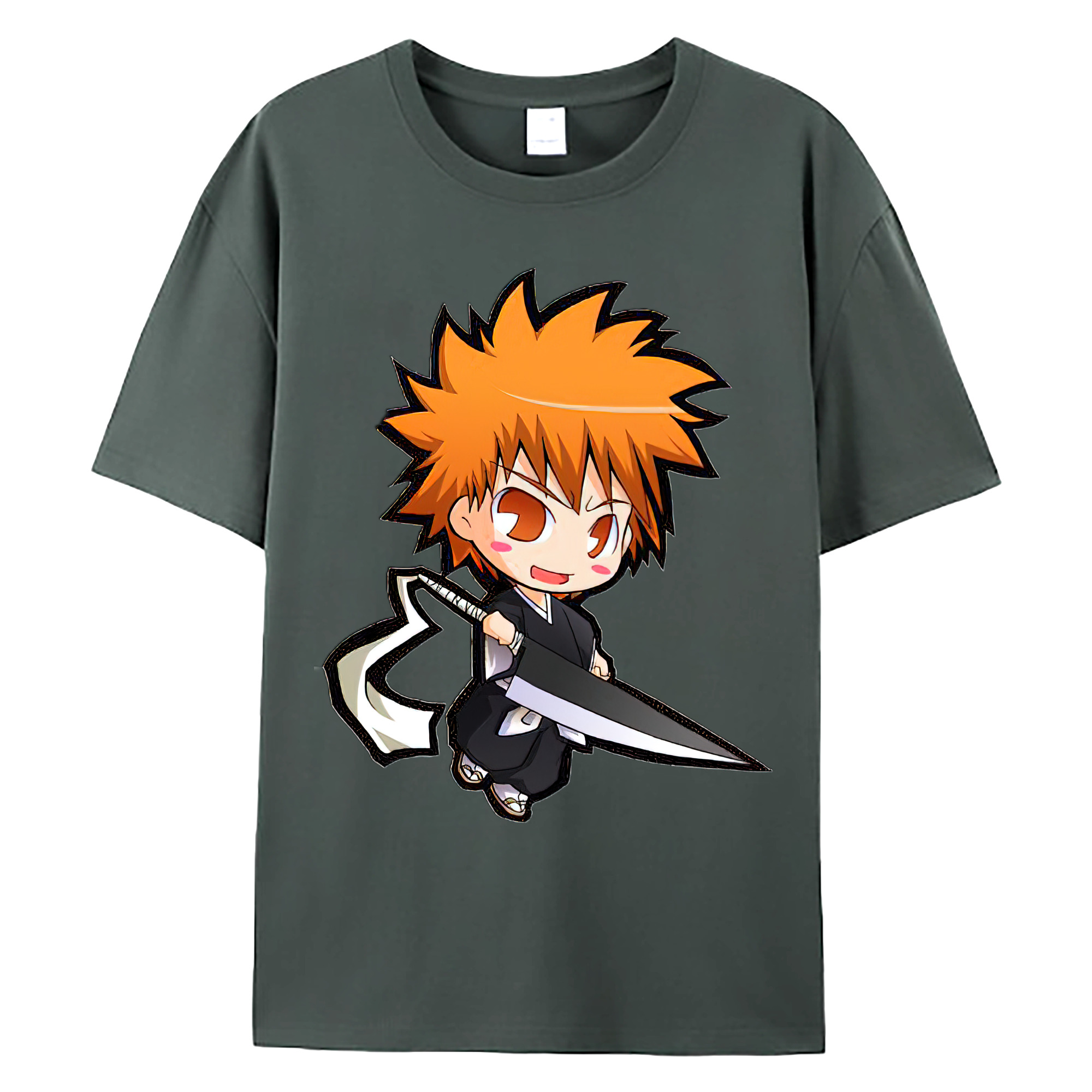 （画像用） ブリーチ 黒崎一護（くろさき いちご）BLEACH Kurosaki Ichigo 綿100％ メンズ半袖Tシャツ｜肌触りやわらか＆通気性